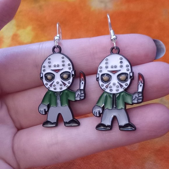 Handmade JASON VOORHEES Horror Earrings - Picture 5 of 6